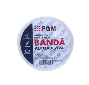 Banda autoadeziva FGM, pentru finisarea rosturilor dintre placile de gips carton din plasa de fibra de sticla, 90 m /rola
